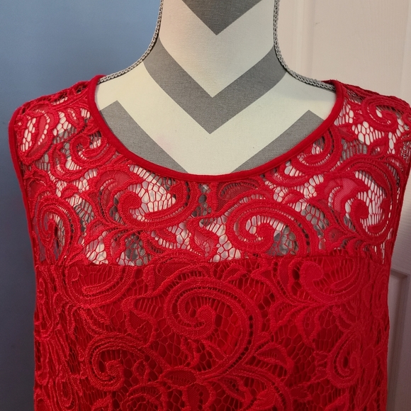Adrianna Papell Top Sleeveless Red Lace Top Size XXL. - Picture 2 of 4